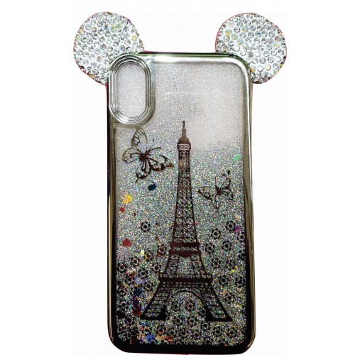 iPhone X Waterfall Mickey Ears Case Silver Eiffel Tower 